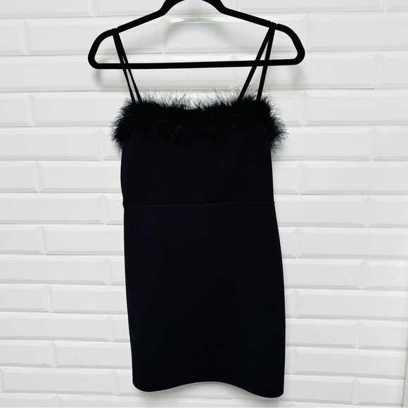 Nasty Gal Dresses & Skirts - Nasty Gal Women’s Black Bodycon Dress with Faux Fur Neckline